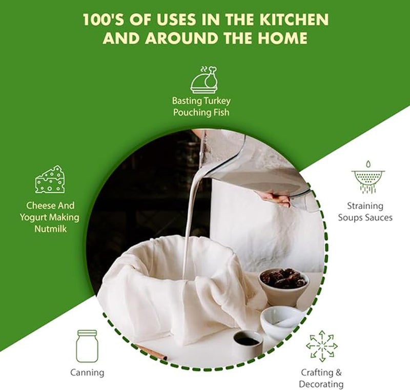Regency Wraps 100% Cotton Ultra Fine Natural Cheese Cloth, 36 sq.ft 36" X36" 4 pcs, Chef Grade for Basting Turkey, Canning, Straining, Cheesemaking - Image 2